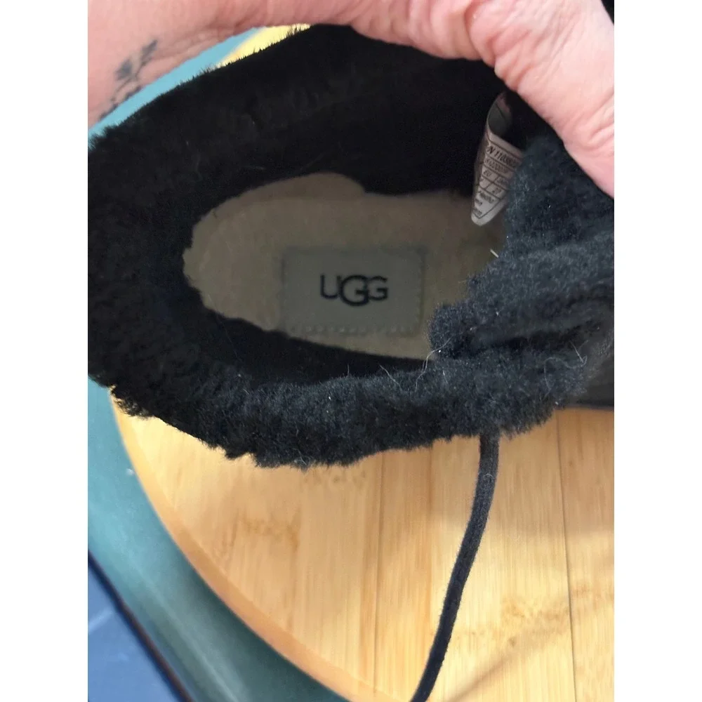 UGG Lakesider‎ Zip Puff Black Waterproof Suede Wedge Boots 1103822 Womens 10